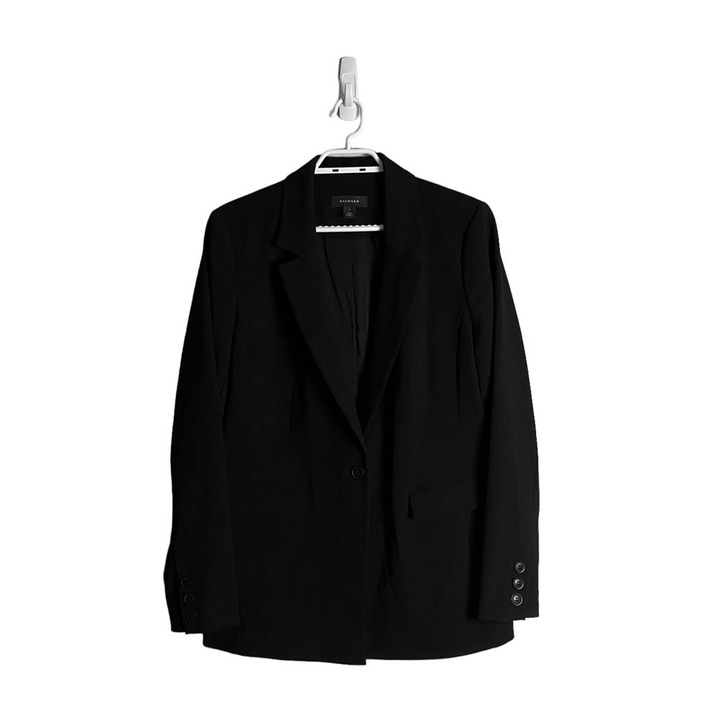 Halogen Women's Black Single Breasted Notch Lapel Blazer